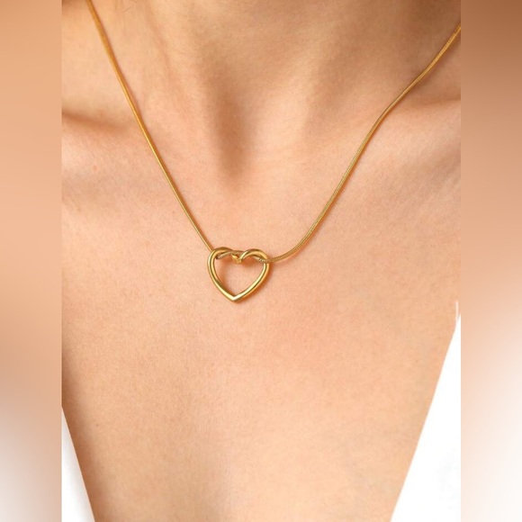 Open Heart Gold Toned Fashion Necklace - Picture 3 of 3